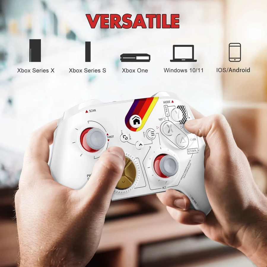 Bonadget WLAN-Controller für Xbox One, Series X/S und PC mit 6-Achsen-Gyrosensor, Dual-Vibration und Hall-Effekt in Blau und Weiß - Bild 2