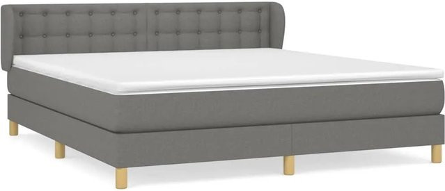 vidaXL Boxspringbett mit Matratze und Kopfteil in Grau, Hybrid-Bett mit Taschenfederkern, B/T/H: 160 x 200 x 78 cm - Bild 1