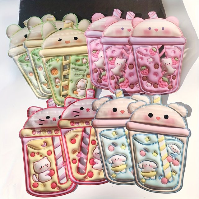 50 Stück 3D Cartoon Milchflaschen Beutel aus Kunststoff für Süßigkeiten und Snacks in Rot und Mehrfarbig - Bild 1