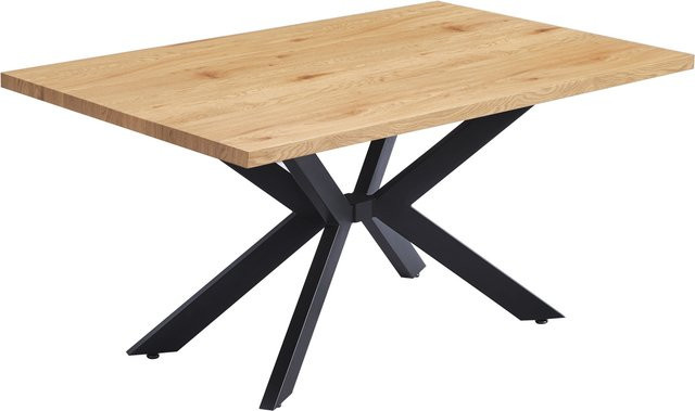 HOME DELUXE Esstisch AVENCIA Eckig in Light Oak mit Sternfuß aus Metall und MDF - Bild 1