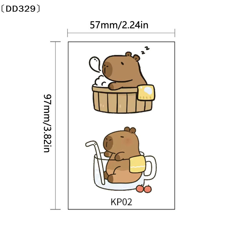 JETTING Temporäre Capybara-Tattoo-Aufkleber für Kinder, 10 Blatt - Bild 4