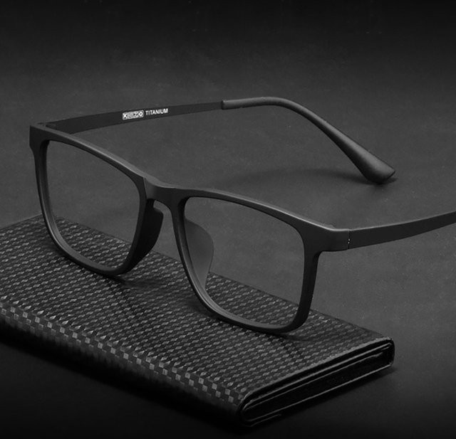 Quadratische Korrektionsbrille aus Titan, Herren, Vollrand, Schwarz - Bild 1