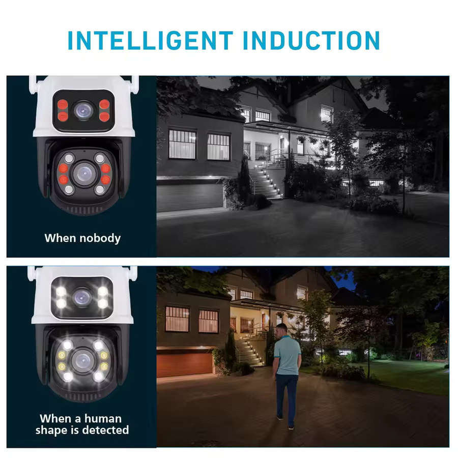 Hiseeu 4K 8MP PTZ WLAN IP-Kamera mit Doppellinse, 5-fach Zoom und farbiger Nachtsicht, kabellose CCTV-Überwachungskamera in Weiß - Bild 5