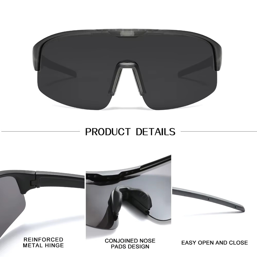 SPEEDHYUN Sportsonnenbrille, Vollrand, Wrap, Schwarz, Unisex, Kunststoff - Bild 2