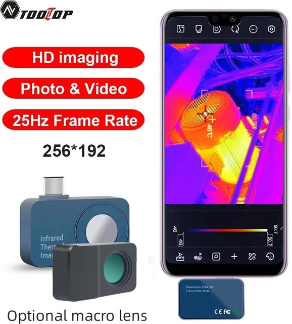 TOOLTOP T7 Mobile Wärmebildkamera mit Android und Typ-C Anschluss, 25Hz Auflösung, Blau - Bild 1