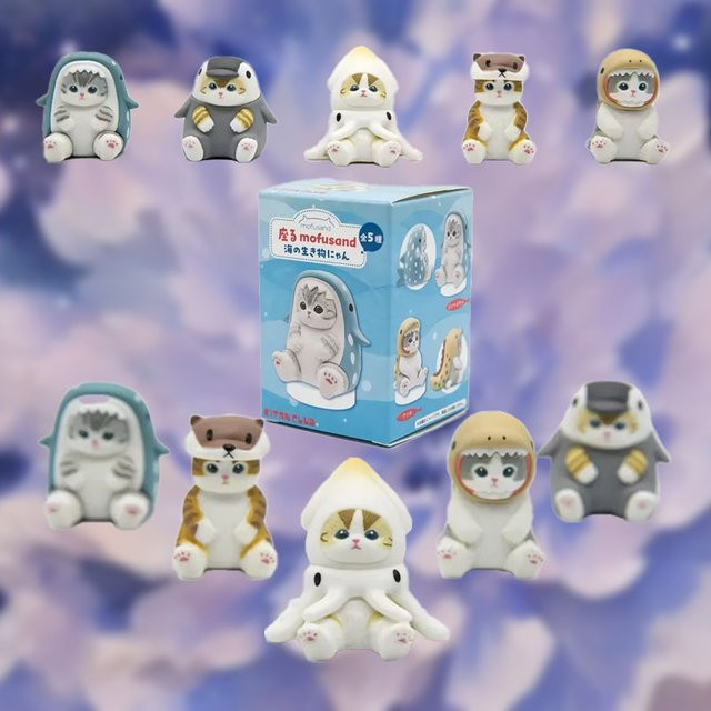 Mofusand Katzen Blindbox mit Meeresorganismus-Kleidung als Anime-Figuren und Sammelornamente in Multicolor - Bild 1