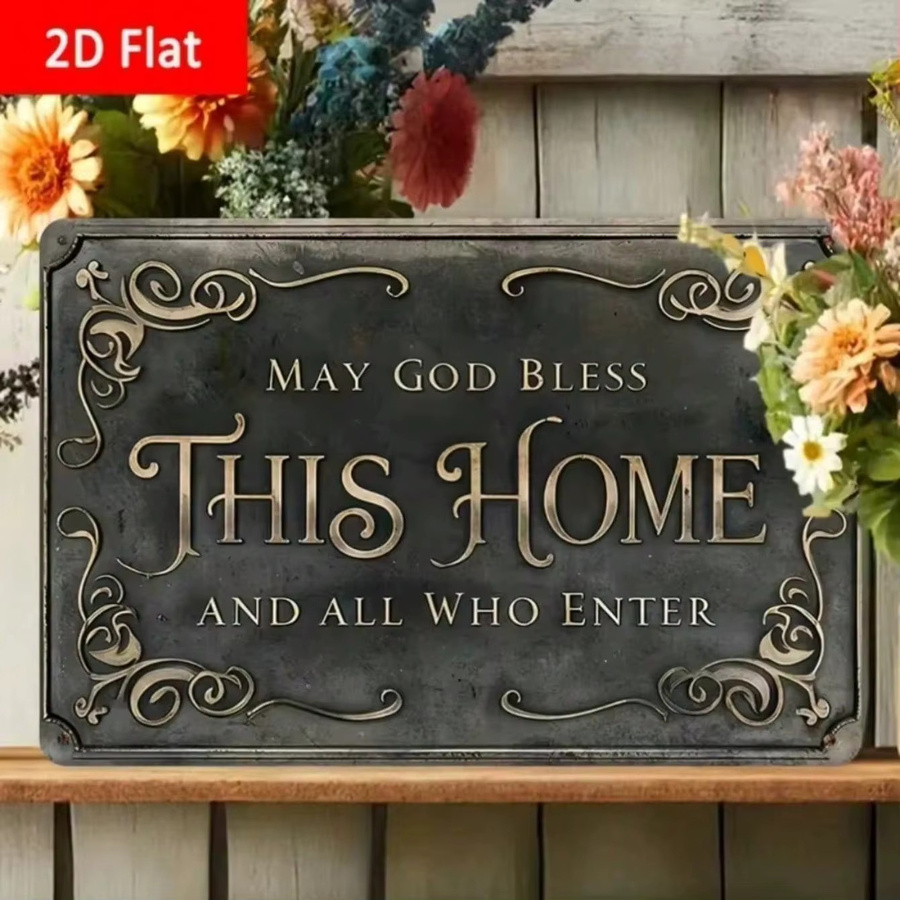 Religiöses Metallwandschild God Bless This Home von CIFBUY als inspirierende Wanddekoration für dein Wohnzimmer oder deinen Flur - Bild 2