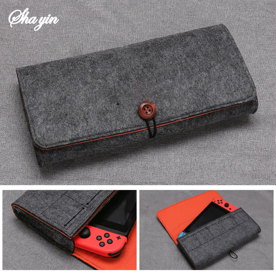 Nintendo Switch Filz-Schutzhülle in Grau für Spielkonsole, Spiele und Ladekabel - Bild 3
