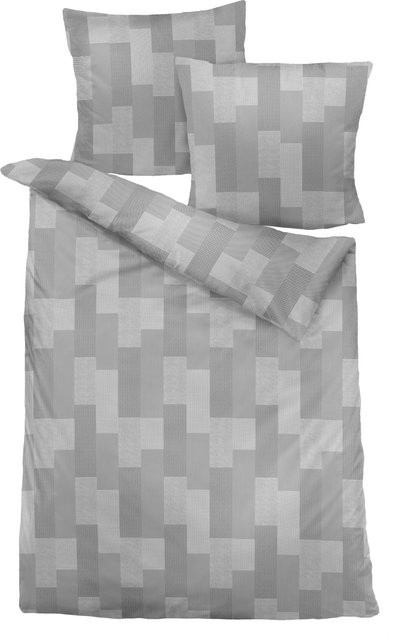 Dormisette Bettwäsche Sarina Mako-Satin in Silber mit Kissenbezug, Breite: 135 cm, Höhe: 200 cm, Kissenbezug: 80 x 80 cm - Bild 1