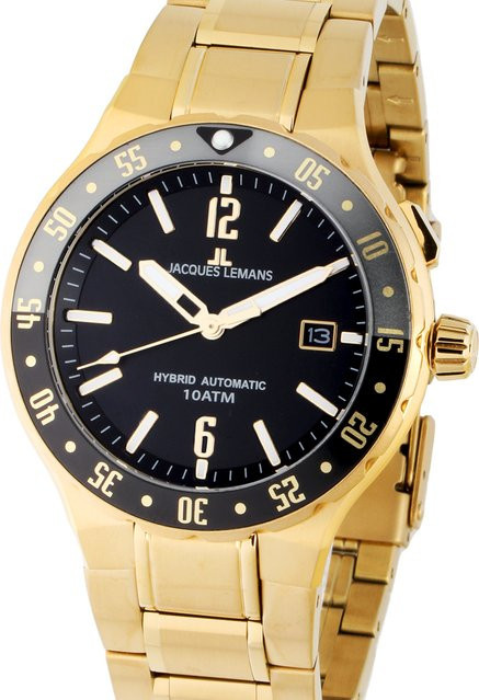 Jacques Lemans Herrenuhr, Quarz, Edelstahl, Schwarz, 42 mm - Bild 1