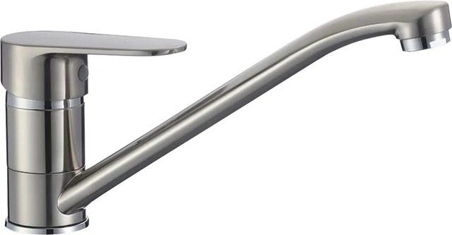 KOLMAN Küchenarmatur Küchenmischer mit Einhebelmischer in Silber, gebürsteter Edelstahl-Optik, wassersparend - Bild 1