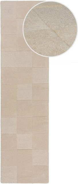 Flair Rugs Wollteppich Checkerboard in Beige mit High-Low-Effekt, B/T: 60 x 230 cm - Bild 1