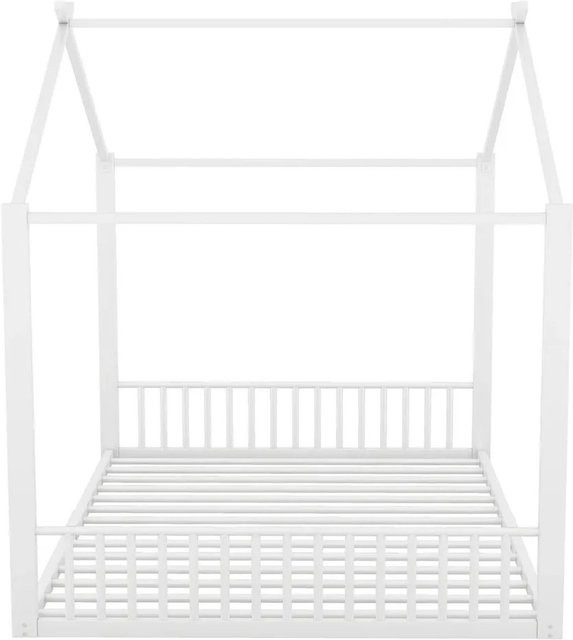 KOMHTOM Hausleiste Polsterbett aus Metall für Kinderzimmer in Weiß, B/T/H: 140 x 200 x 205 cm - Bild 1