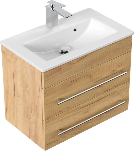 Posseik Badmöbel Portus 600 SlimLine in Eiche Gold und Braun, B/T/H: 60,6 x 36,0 x 49,6 cm - Bild 1