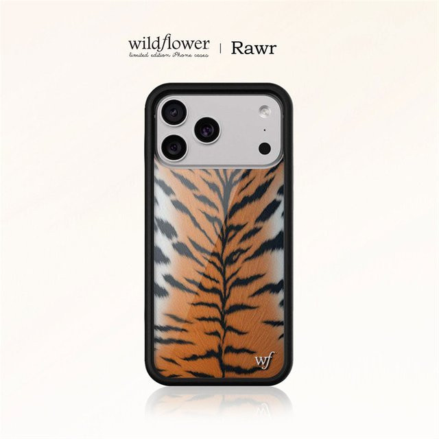 Wildflower ins Rawr Handyhülle für iPhone 12 bis 17 Pro Max Plus mit Vintage Tigerstreifen-Muster in Multicolour, stoßfeste Hülle - Bild 1