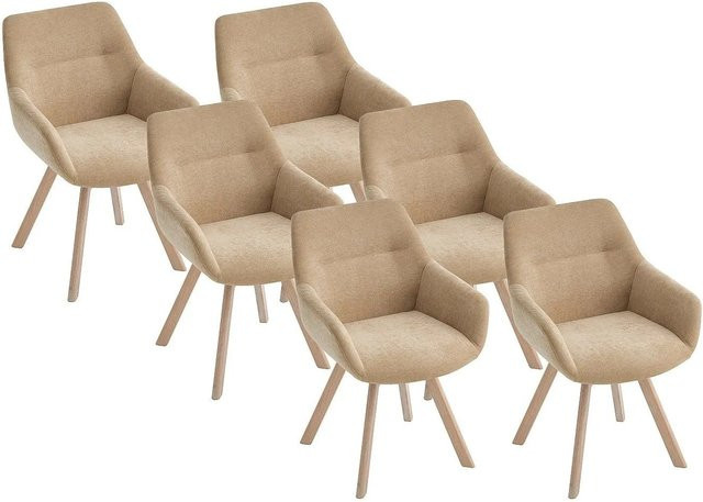 Vente-unique Stuhl Beige mit Eichenholz und Stoffbezug, drehbar und modern - Bild 1