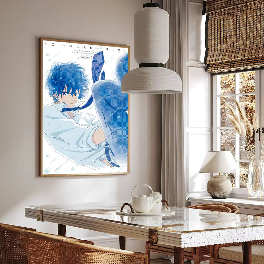 Rastar Vintage Paper Poster Blue Spring Ride Cartoon-Anime Wandkunst in Blau - Bild 3