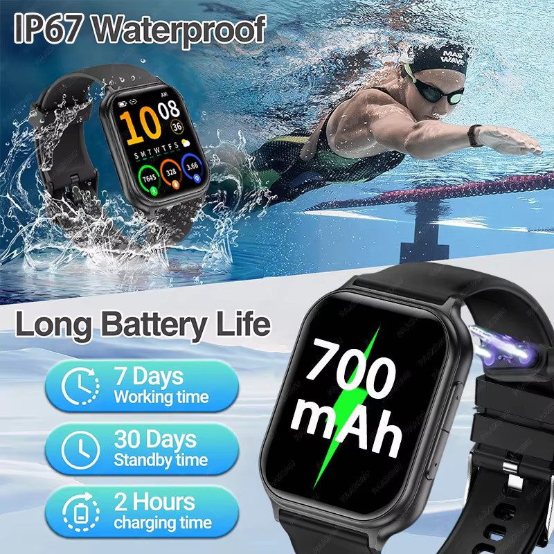 paazomu Smartwatch, Silikon, Schwarz, Unisex - Bild 6