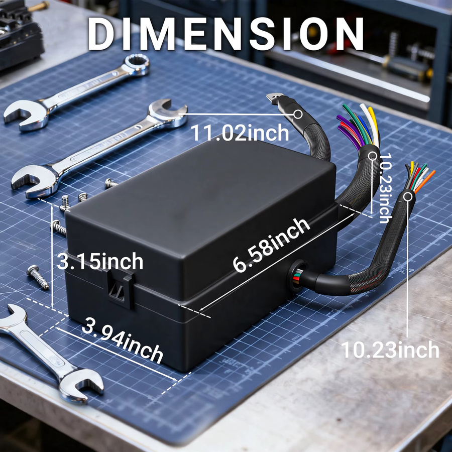 Daiertek Relaiskasten 12 V mit 8-Wege-Relaisblock und 12-Wege-ATC/ATO-Flachsicherungspanel, vorverdrahtet und staubdicht, Farbe: Schwarz - Bild 2