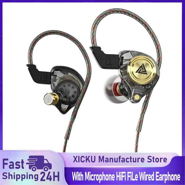 QKZ AK3 FiLe In-Ear Kopfhörer mit Mikrofon, HiFi-Musikmonitor und Geräuschunterdrückung in Rot/Mehrfarbig - Bild 1