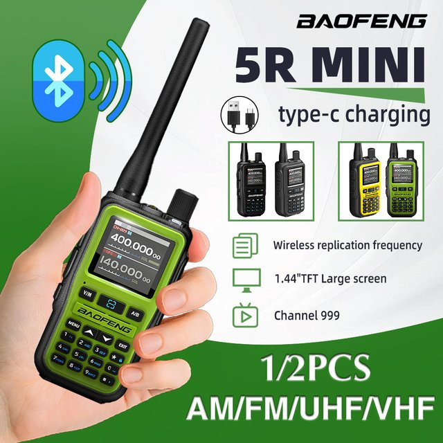 Baofeng UV-5R Walkie-Talkie Multiband Amateurfunkgerät mit Bluetooth-Programmierung in Schwarz oder Grün - Bild 1