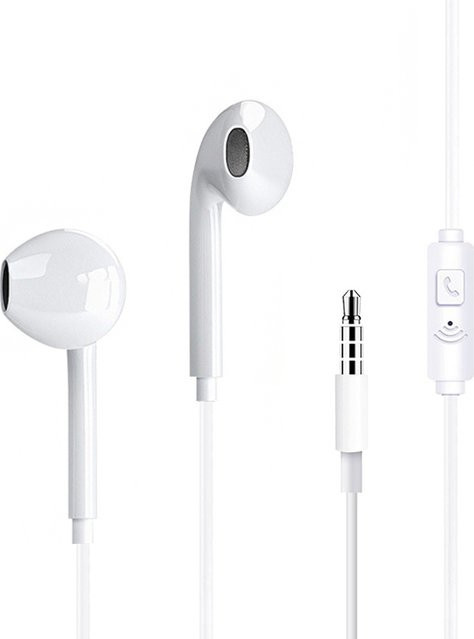 Universelle kabelgebundene In-Ear-Kopfhörer mit 3,5-mm-Klinkenanschluss und Freisprecheinrichtung für Sport und Musik in Blau und Weiß - Bild 1