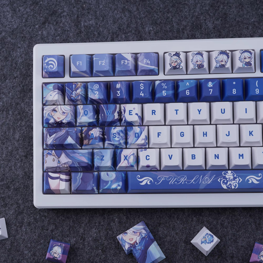 MAIMOOO Genshin Impact Furina Tastenkappen Cherry Profile in Blau, PBT Keycaps mit fünfseitiger Sublimation für mechanische Tastaturen - Bild 4
