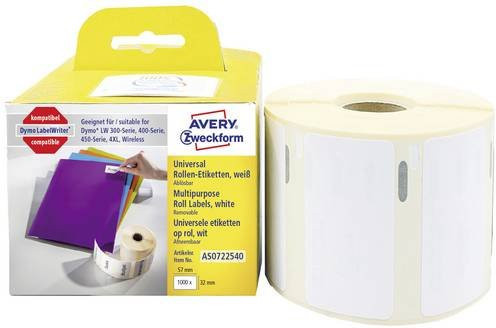 Avery Zweckform Universal-Etiketten Weiß, B: 5,7 cm, H: 3,2 cm, 1000 Stück - Bild 1