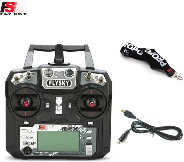 Flysky FS-i6X RC Sender mit 10 Kanälen, 2,4 GHz AFHDS 2A Technologie und Empfänger-Set in Schwarz - Bild 1
