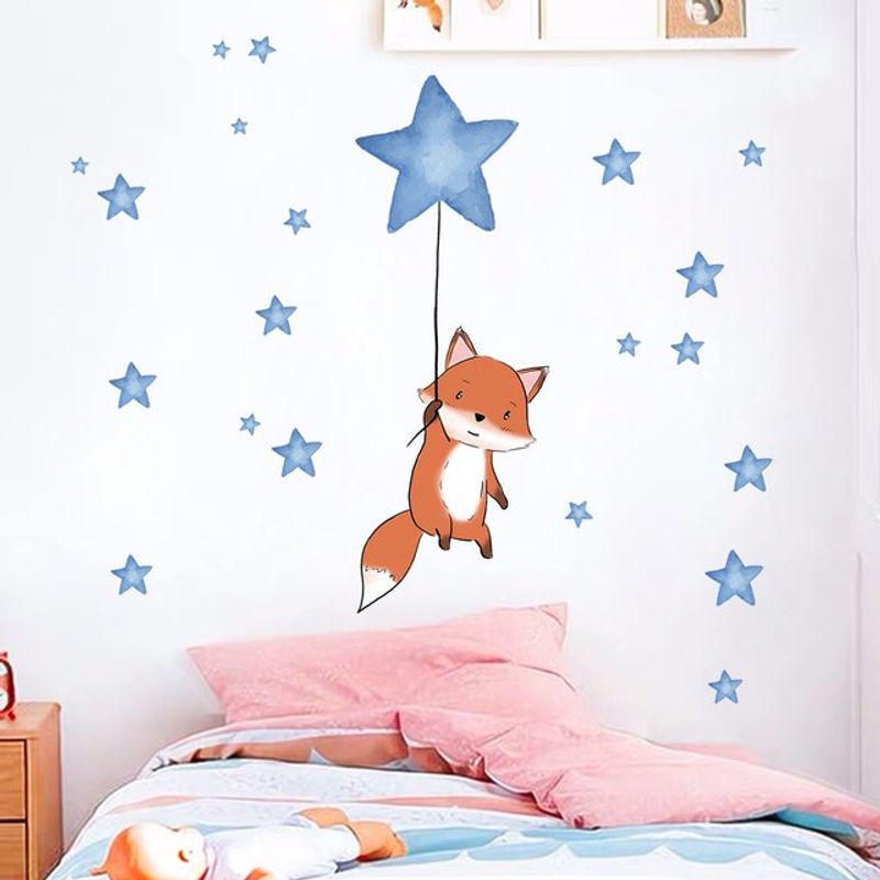 BRUP Wandtattoo Stern Fuchs für das Kinderzimmer in Mehrfarbig als DIY Wandaufkleber zur Dekoration von Schlafzimmer und Wohnzimmer - Bild 1