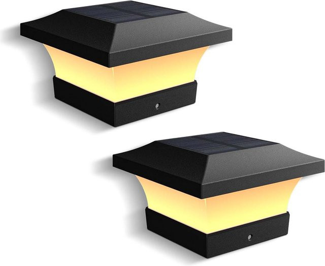 Crepow Solar-Pfostenkappenleuchten für 4x4 Holzpfosten, LED-Zaunleuchten für Garten und Außenbereich, Schwarz, mit Dämmerungssensor und CCT-Funktion - Bild 1