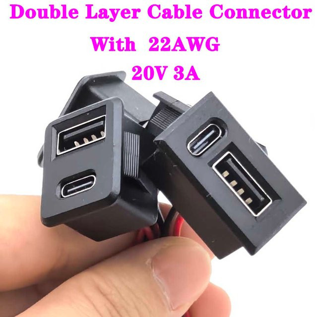 LAJQTAO USB-C Anschluss mit USB-A Buchse und SM2.54 Kabelverbinder, Schwarz - Bild 1
