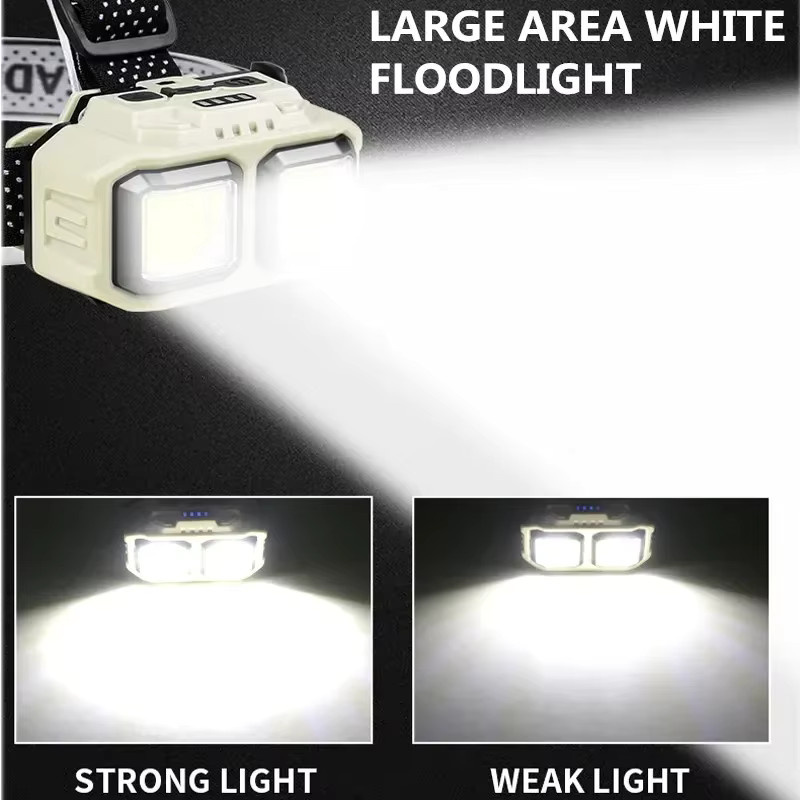 XIWANGFIRE USB aufladbare COB LED Kopf-Taschenlampe in Weiß für Camping und Angeln - Bild 3