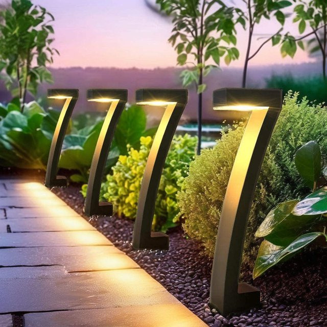 LINYILIGHT Solar LED Gehwegleuchten Set in Schwarz, moderne wasserdichte U-Form Gartenstrahler mit Warmweißem Licht für Terrasse und Hof - Bild 1
