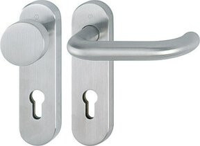 Hoppe Kurzschildgarnitur Paris E58/353KH/138 VA F69 PZ in Edelstahl Silber - Bild 1
