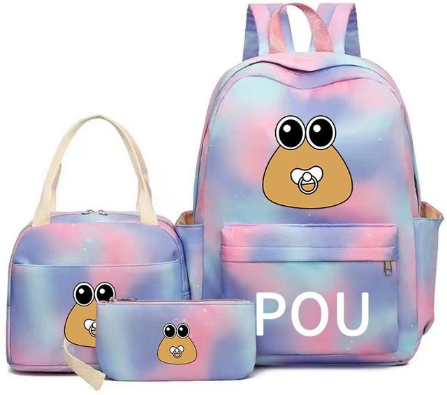 3-teiliges Schulrucksack-Set für Schüler aus Oxford-Stoff mit Schultasche, Schultergurt und Federmäppchen in Multicolour - Bild 1