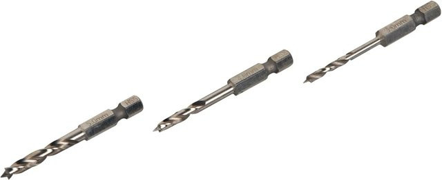LUX-TOOLS Holz-Bohrer Set mit 6-Kant Anschluss in Silber, Durchmesser: 3 mm, 4 mm und 5 mm - Bild 1