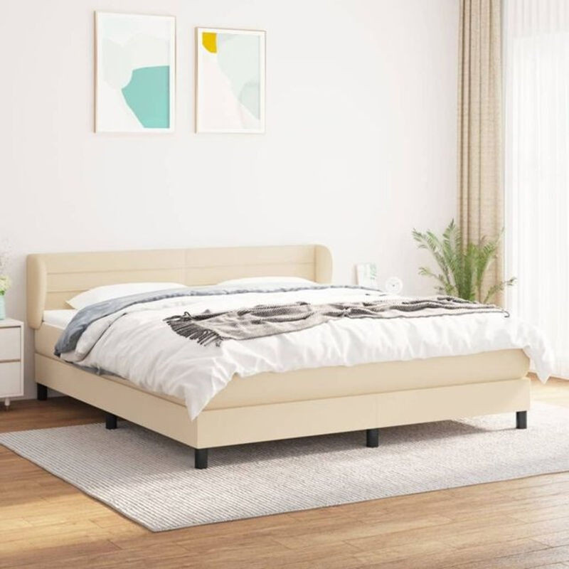 vidaxl Boxspringbett mit Matratze aus Stoff in Beige, B/T/H: 180 x 200 x 78 cm - Bild 1