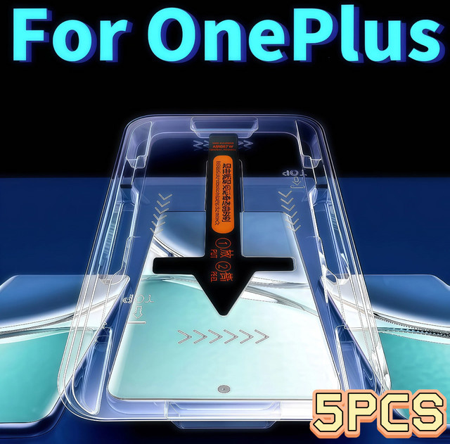 5 Stück OnePlus Displayschutzfolie aus gehärtetem Glas, transparent, kratzfest und HD-klar für OnePlus 13 12 11 10 9 8 Ace 3 2 Pro - Bild 1