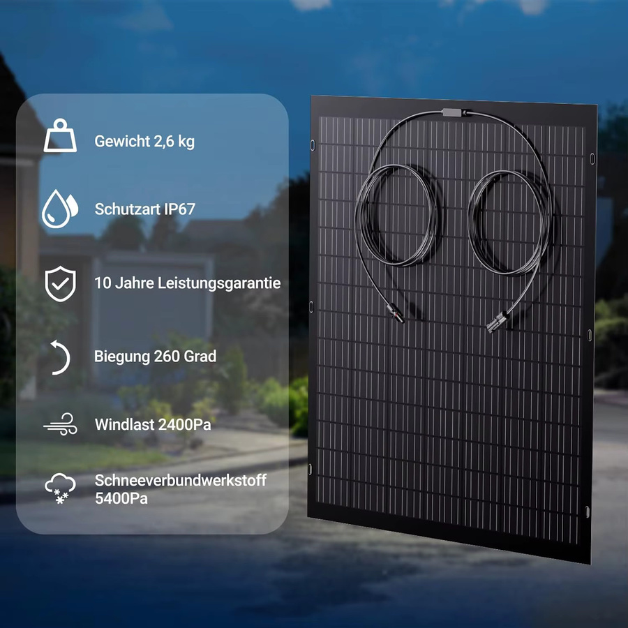 LIONSHEE 480W Flexibles Solarpanel Set bestehend aus 2x 240W Einzelmodulen, 12V ETFE PV Module in Schwarz mit 23,5% Wirkungsgrad für Balkonanlagen, Wohnmobil und Camping - Bild 3