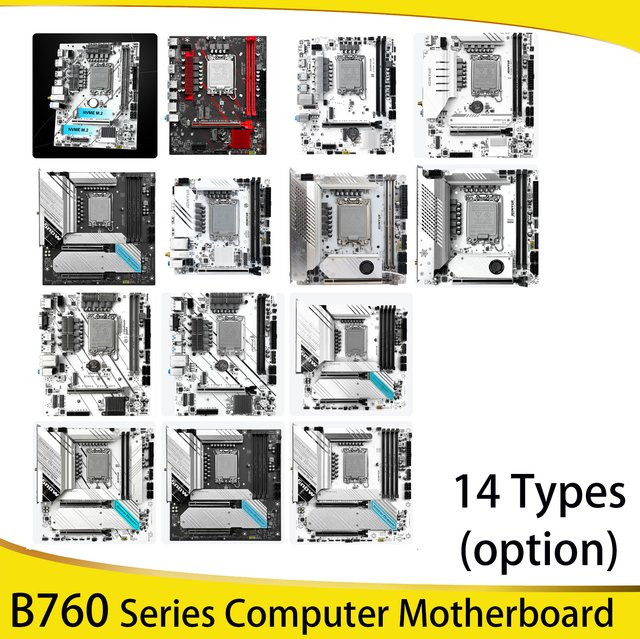 JGINYUE B760 Computer-Mainboard LGA1700 für 12./13./14. Generation Intel Core Prozessoren, DDR4/DDR5 Unterstützung, Weiß - Bild 1
