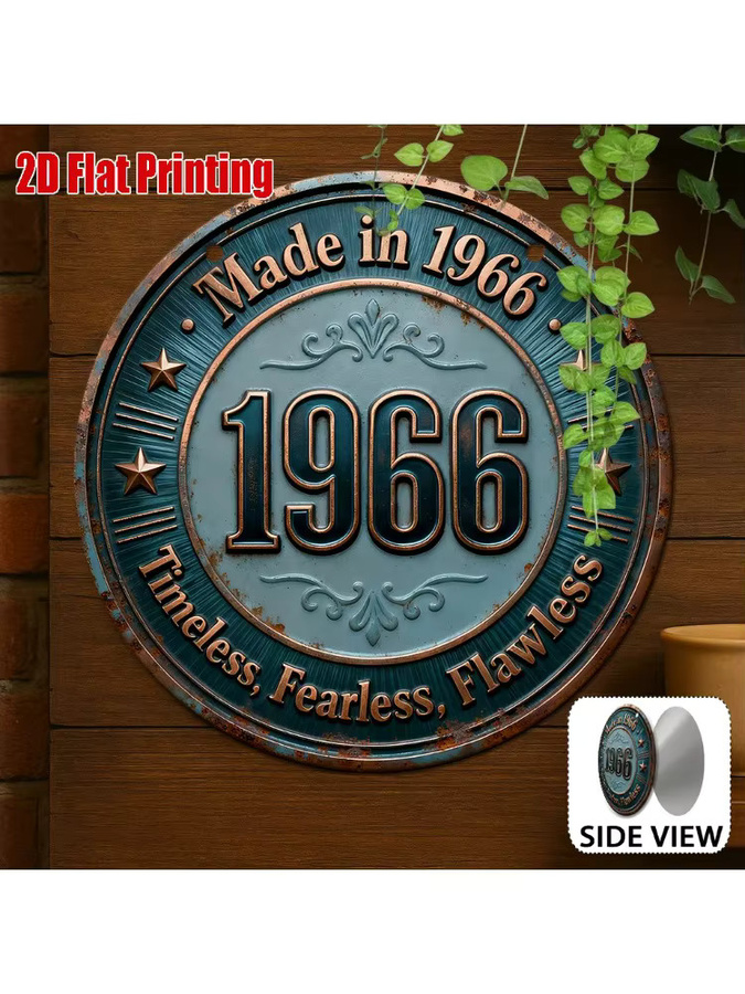 CIFBUY Retro Metall-Blechschild 1966, Rundes Aluminium-Wandschild in Blau für Zuhause, Bar und Café - Bild 4