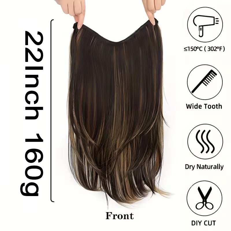 Clip-in-Haarverlängerungen, synthetisch, 22 Zoll, Damen - Bild 2