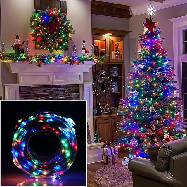 LED Lichterkette RGB Multicolour mit grünem Draht für Outdoor und Weihnachten Dekoration - Bild 1
