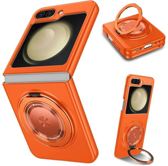 Magnetische Handyhülle mit 360 Grad Ring Ständer für Samsung Galaxy Z Flip 6 5 4 3 in Orange - Bild 1