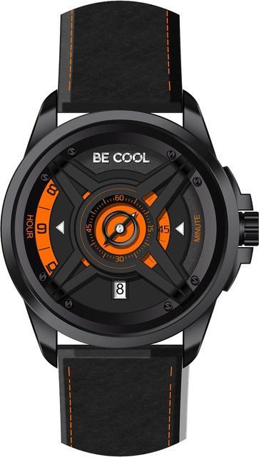 Be Cool Armbanduhr, Quarz, Analog-Digital, 42 mm, Leder, Schwarz, Unisex - Bild 1