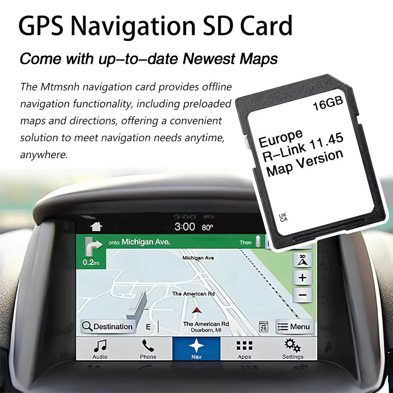 AOLAISTAR Navigationskarte SD-Karte für Renault 2014-2017 R-Link Kartenversion 11.45 Europa UK GPS Straßen-Autonavigation 16GB Schwarz - Bild 4