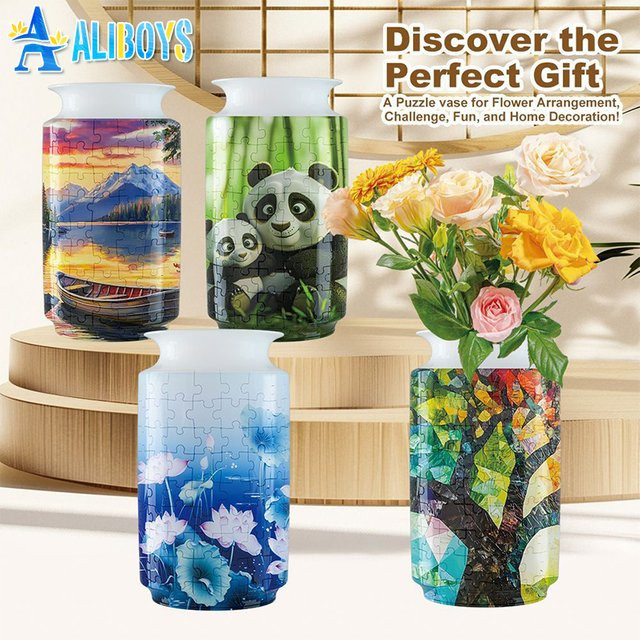 CONUSEA 3D Porzellan Blumenvase Sunset Lake Design als Puzzle Montage Dekoration - Bild 1