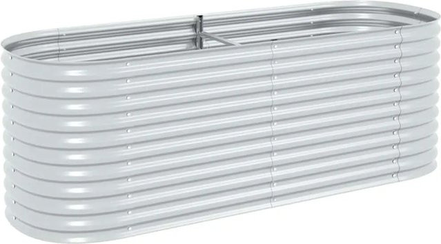 DELUKE Rundes Hochbeet BLUMO aus verzinktem Stahl in Silber, B/T/H: 240 x 80 x 81 cm - Bild 1