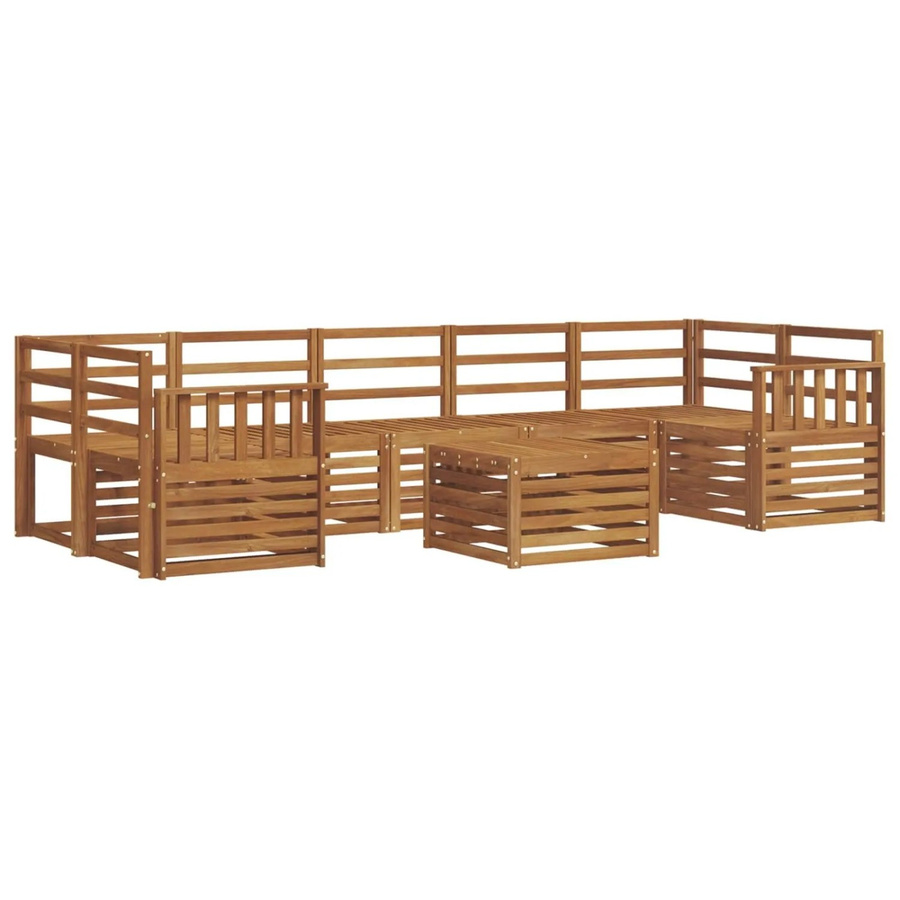 vidaXL Sofagarnitur 8-teilig aus Massivholz Akazie in Natur Braun im U-Shape Design - Bild 2